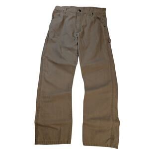 Wrangler Carpenter Pants Men 36x34 Beige Relaxed Straight Canvas Workwear